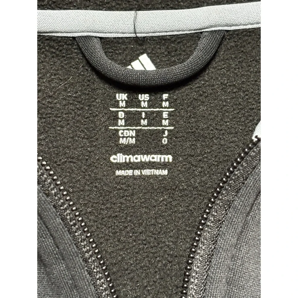 Adidas ClimaWarm Full Zip Hoodie Jacket Men's Medium Black Gray Fleece Athletic